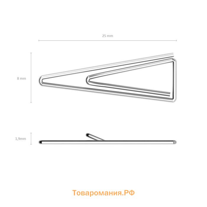 Скрепки канцелярские 25 мм, 100 штук, ErichKrause, никелированные, треугольные, картонная упаковка