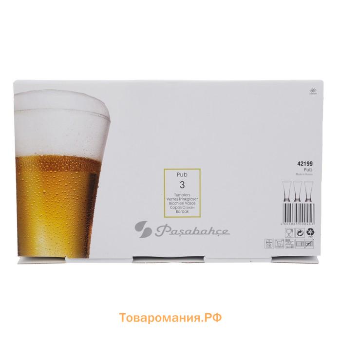 Стаканы для пива Paşabahçe Pub, 320 мл, стекло, прозрачные, набор 3 шт