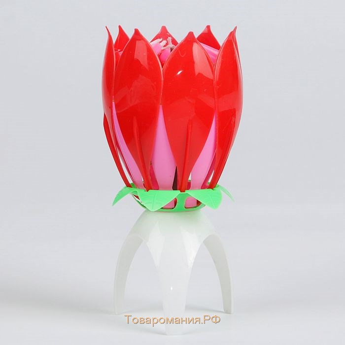 Свеча для торта музыкальная "Тюльпан", красная, 12×5 см
