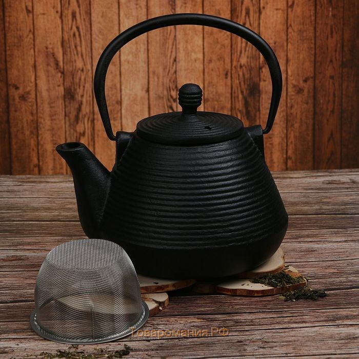 Чайник чугунный «Атьяф», 1 л, с ситом, цвет чёрный