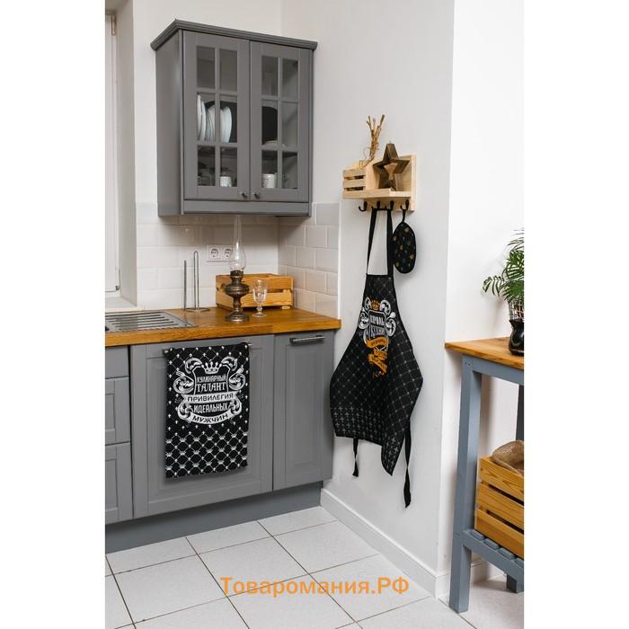 Полотенце кухонное "Король кухни" 35х60 см, 100% хлопок, рогожка