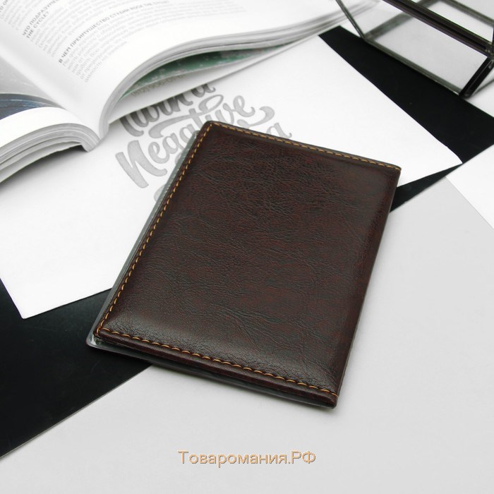 Обложка для паспорта, прошитый, цвет коричневый