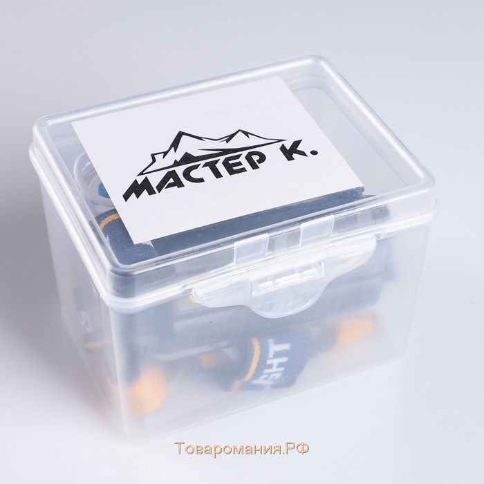 Фонарь налобный аккумуляторный "Мастер К", 4 LED, 2 COB, 2 аккумуляторных батареи, USB