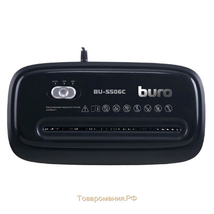 Шредер Buro Home BU-S506C (P-4), фрагменты 4x36 мм, 5 листов одновременно, пл.карты, 12 л