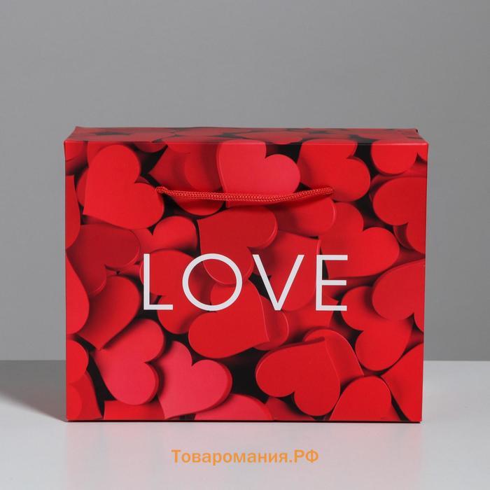 Пакет—коробка, подарочная упаковка, «Love», 23 х 18 х 11 см