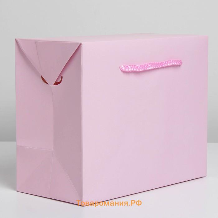 Пакет—коробка «Розовый», 23 × 18 × 11 см