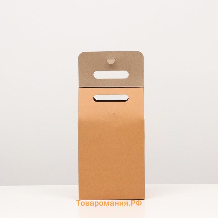 Коробка-пакет с ручкой, крафт, 27 х 16 х 9 см