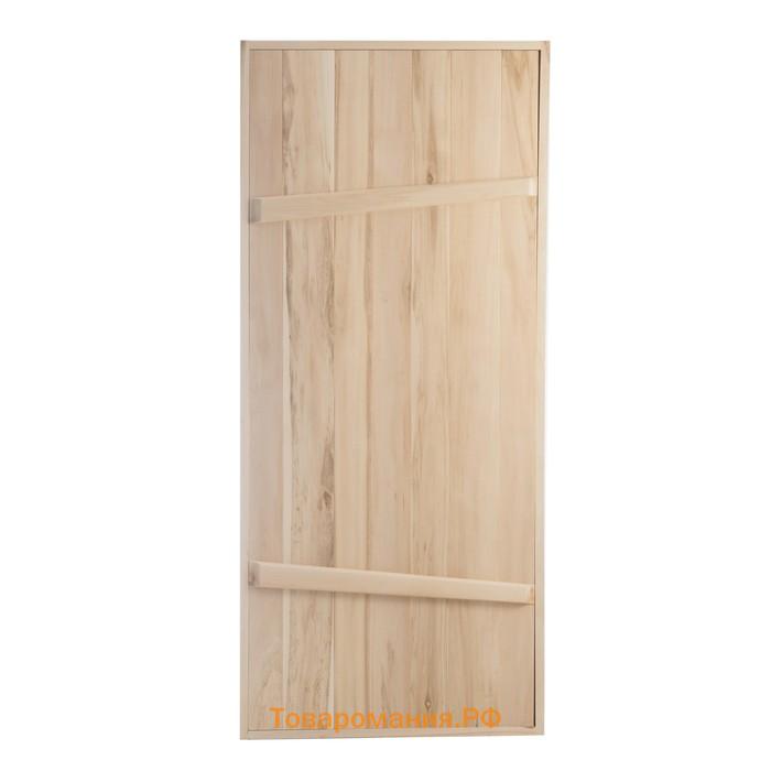 Дверной блок для бани, 180×80см, из липы, на клиньях, массив, "Добропаровъ"