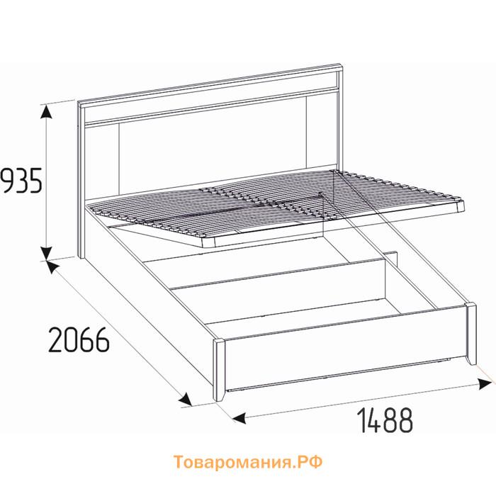 Кровать Nature 308 с подъёмным механизмом, 1400 × 2000 мм, цвет дуб табачный сraft /чёрный