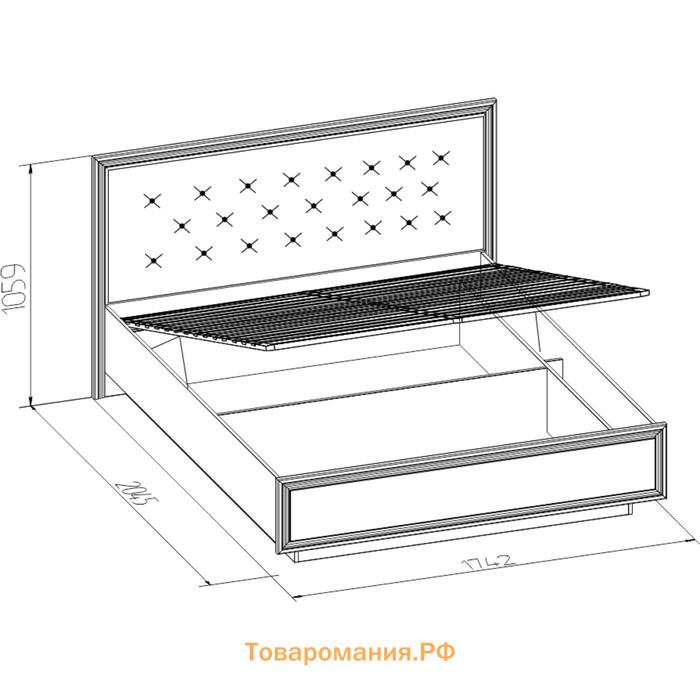 Кровать Люкс Paola 307 с ПМ, 1600 × 2000 мм, цвет ясень анкор светлый / brown grey патина