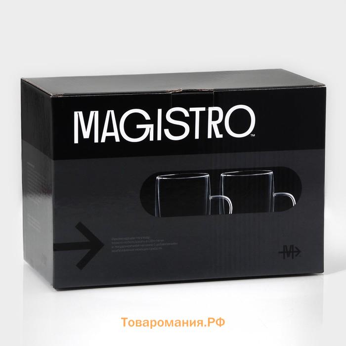 Набор стеклянных кружек с двойными стенками Magistro «Дуо», 450 мл, 13×9×14,8 см, 2 шт