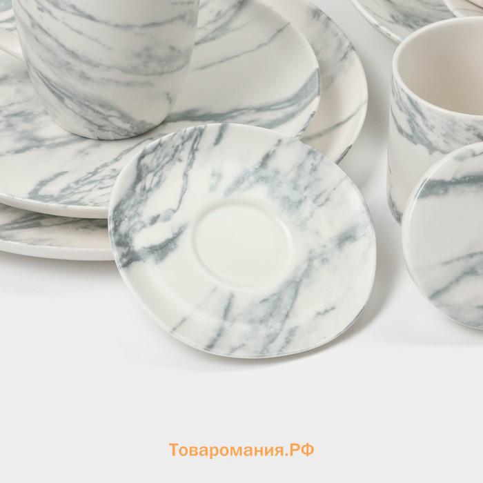 Десертные тарелки Magistro Real Marble, d=21 см, набор 2 шт, фарфор, белые