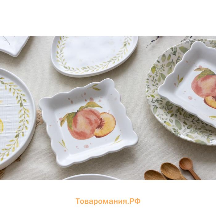 Тарелка глубокая керамическая «Летний день», 14×14 см, белая, Dolce Ceramo