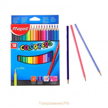 Карандаши трёхгранные 18 цветов, Maped Color Peps