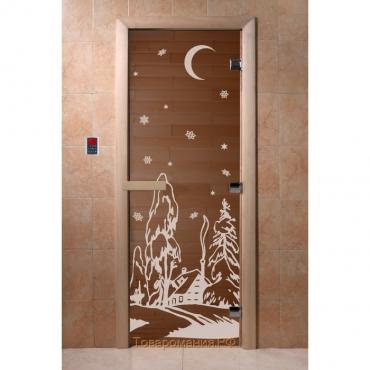 Дверь «Зима», размер коробки 190 × 70 см, правая, цвет бронза