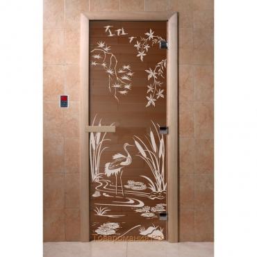 Дверь «Камышевый рай», размер коробки 190 × 70 см, левая, цвет бронза