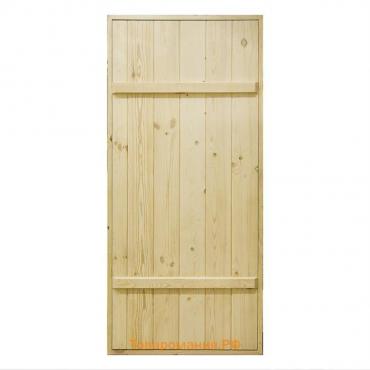 Дверной блок для бани, 180×80см, из сосны, на клиньях, массив, "Добропаровъ"