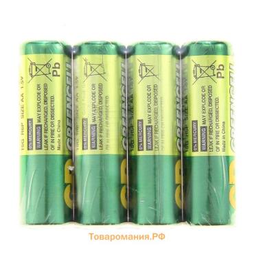 Батарейка солевая GP Greencell Extra Heavy Duty, AA, R6-4S, 1.5В, спайка, 4 шт.