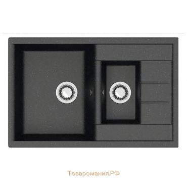Мойка кухонная из камня ZETT lab. 210/Q4, 755x500x218 мм, матовая, врезная, черная