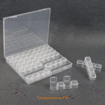 Органайзер для хранения мелочей, 56 ячеек, 21×17.5×2.7 см, прозрачный