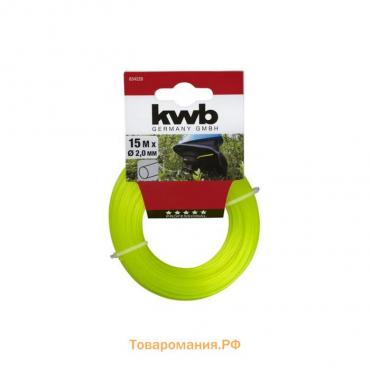 Леска для триммера KWB Profi, d=2 мм, 15 м, нейлон, профиль "круг"