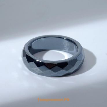 Кольцо «Ночь» под гематит, гранёное, цвет чёрный, размер 17
