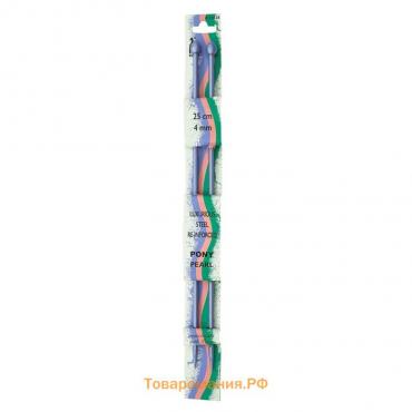 Спицы вязальные прямые PEARL 4,0 мм/25 см, фиолетовый, пластик, 2 шт.